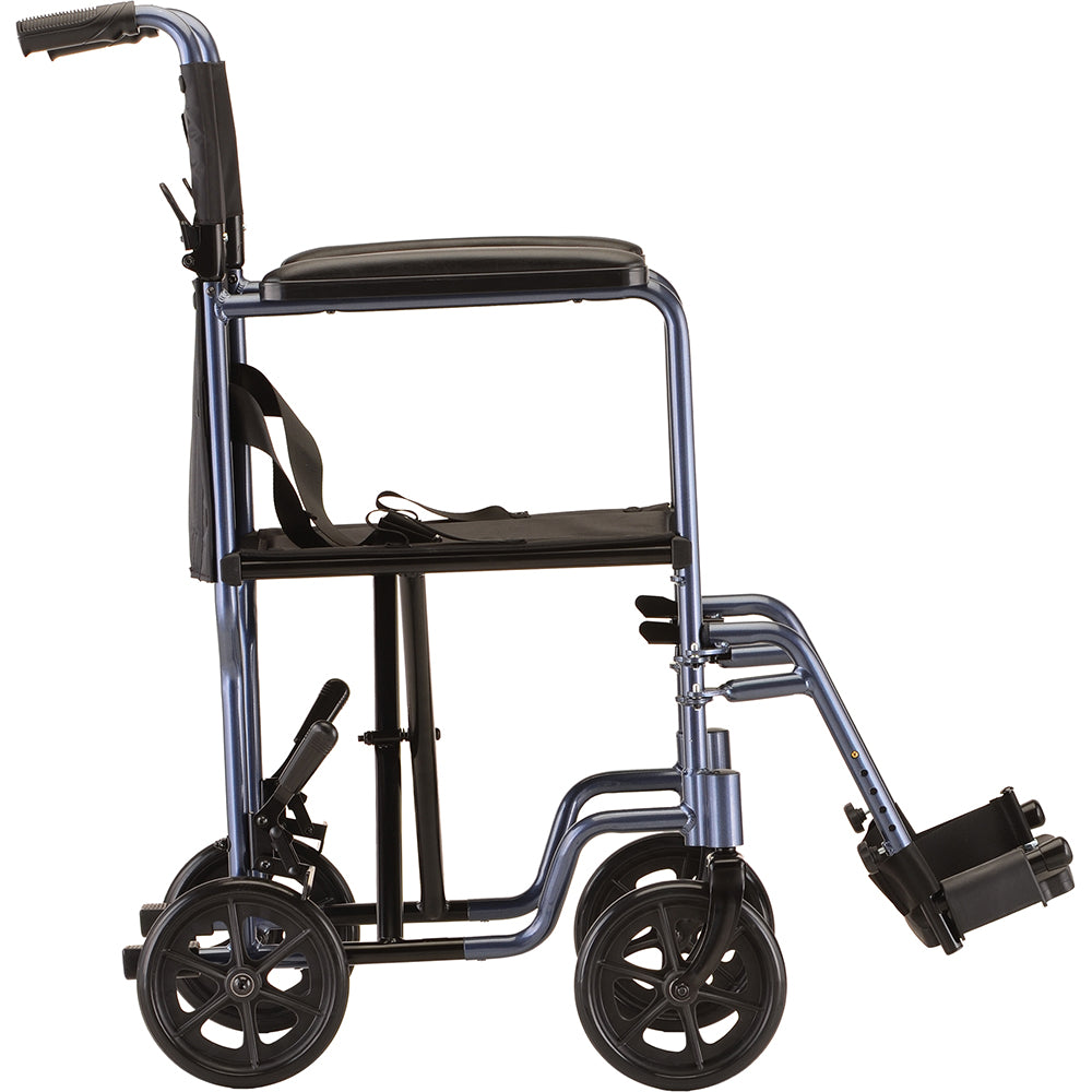 19" Steel Transport Chair – Lightweight, Foldable, and Durable