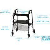 Cruiser De-Light Rolling Walker w/ Adjustable Legs & Locking Hand Brakes