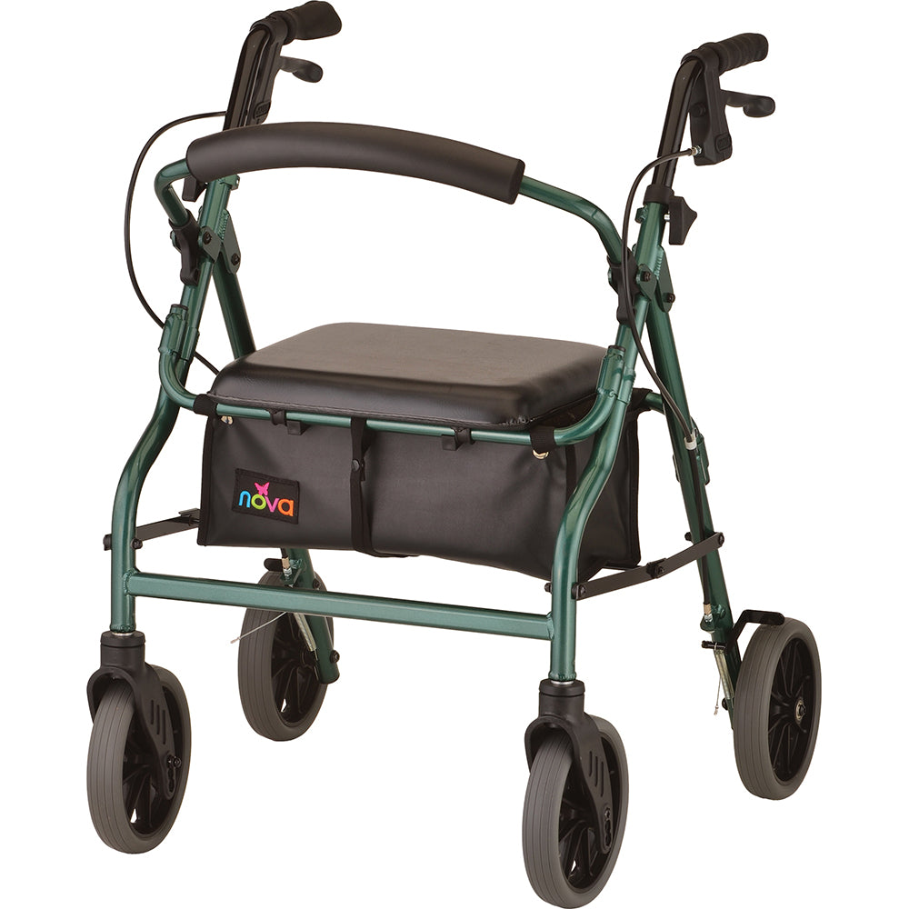 NOVA Adjustable Rollator |18”, 20”, 22”, 24” with 8" Wheels & Feather Touch Brakes