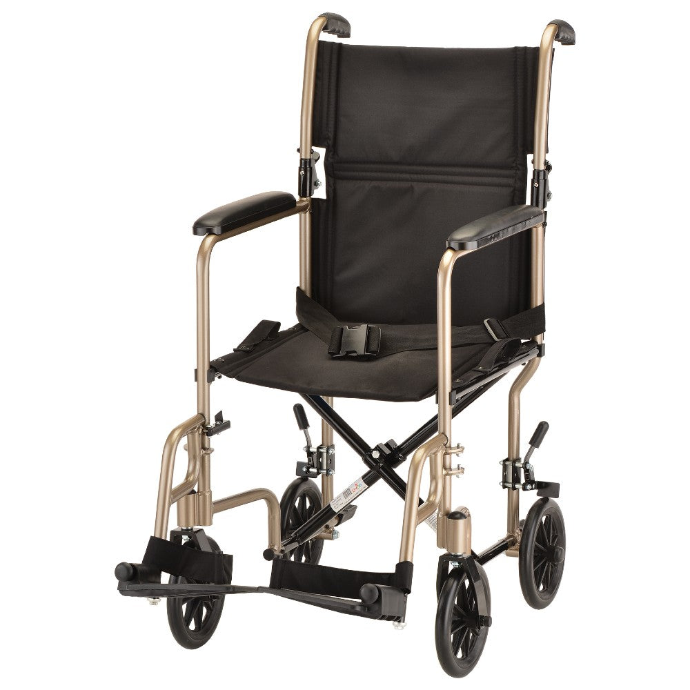 19" Steel Transport Chair – Lightweight, Foldable, and Durable