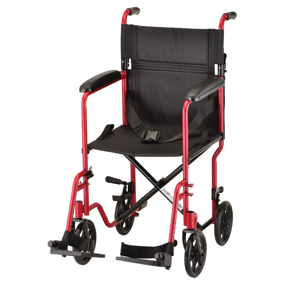 19" Steel Transport Chair – Lightweight, Foldable, and Durable