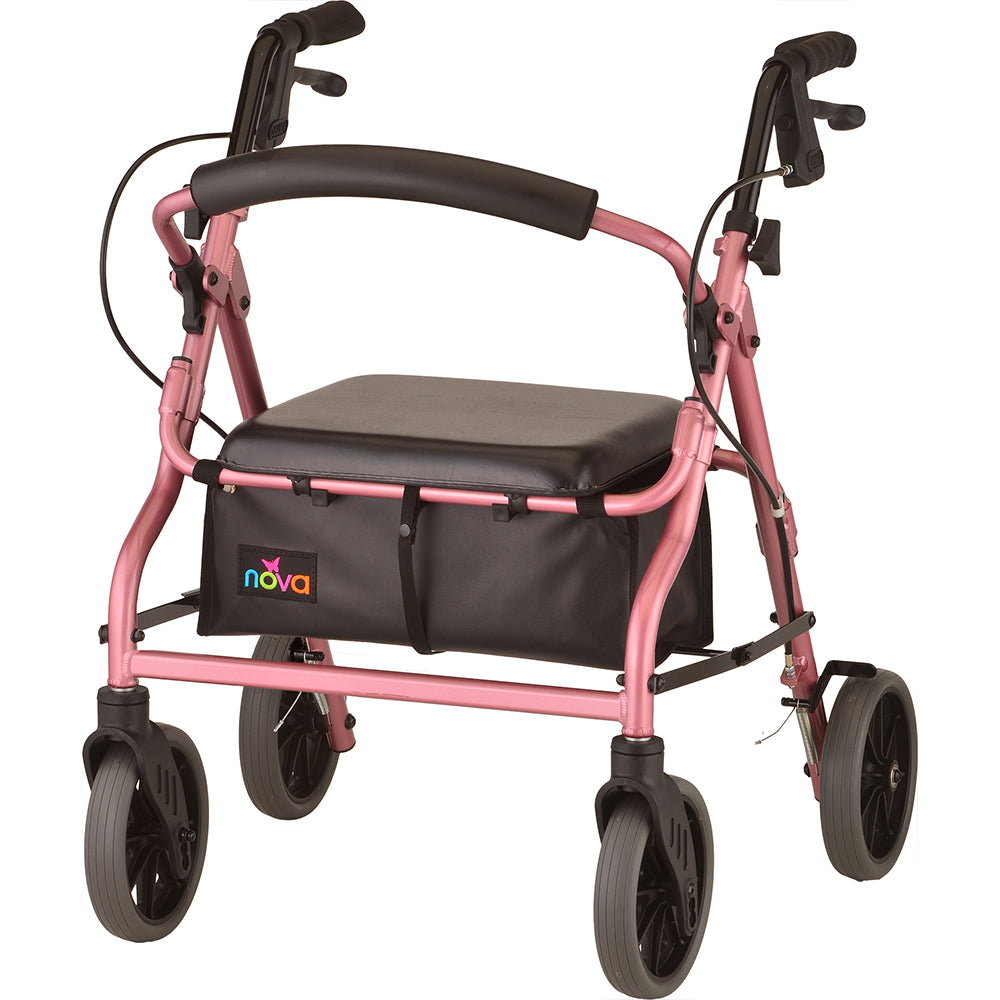 NOVA Adjustable Rollator |18”, 20”, 22”, 24” with 8" Wheels & Feather Touch Brakes