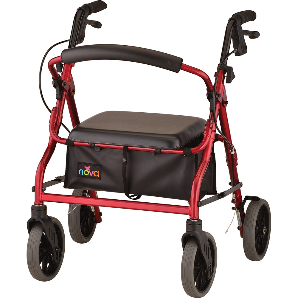 NOVA Adjustable Rollator |18”, 20”, 22”, 24” with 8" Wheels & Feather Touch Brakes