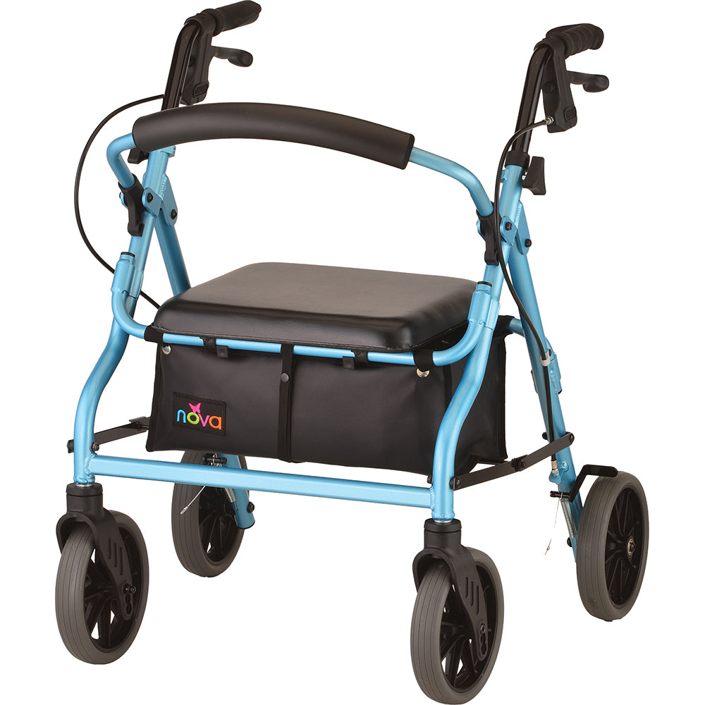 NOVA Adjustable Rollator |18”, 20”, 22”, 24” with 8" Wheels & Feather Touch Brakes