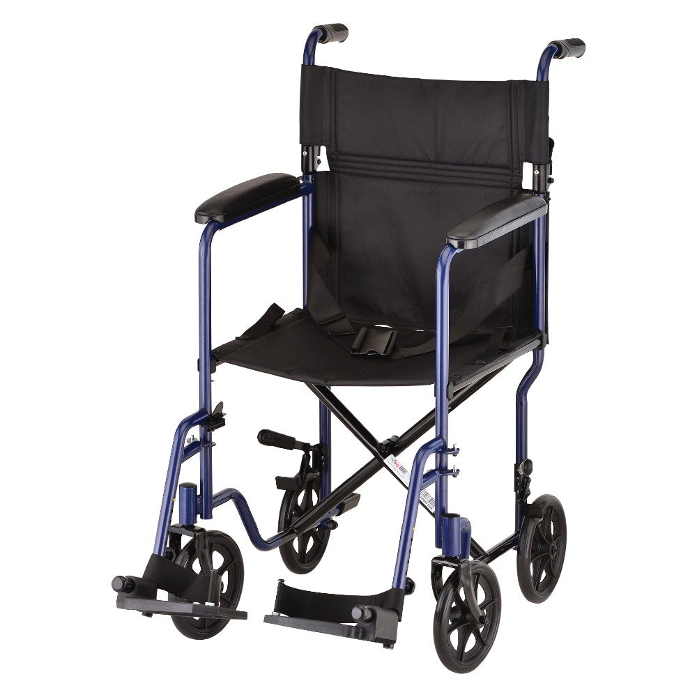 19" Steel Transport Chair – Lightweight, Foldable, and Durable
