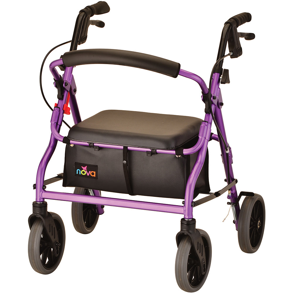 NOVA Adjustable Rollator |18”, 20”, 22”, 24” with 8" Wheels & Feather Touch Brakes