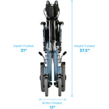 22" Transport Chair with Hand Brakes | Lightweight & Foldable