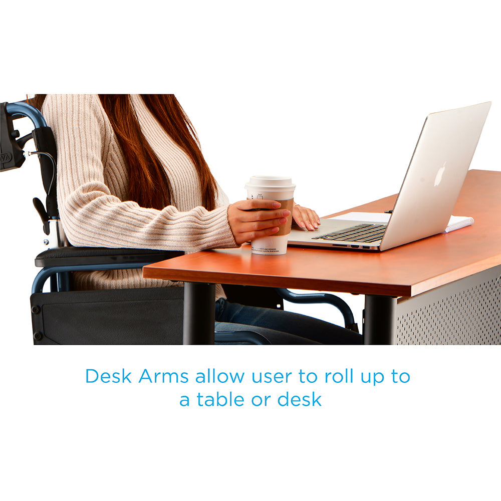 22" Transport Chair with Hand Brakes | Lightweight & Foldable