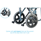 22" Transport Chair with Hand Brakes | Lightweight & Foldable