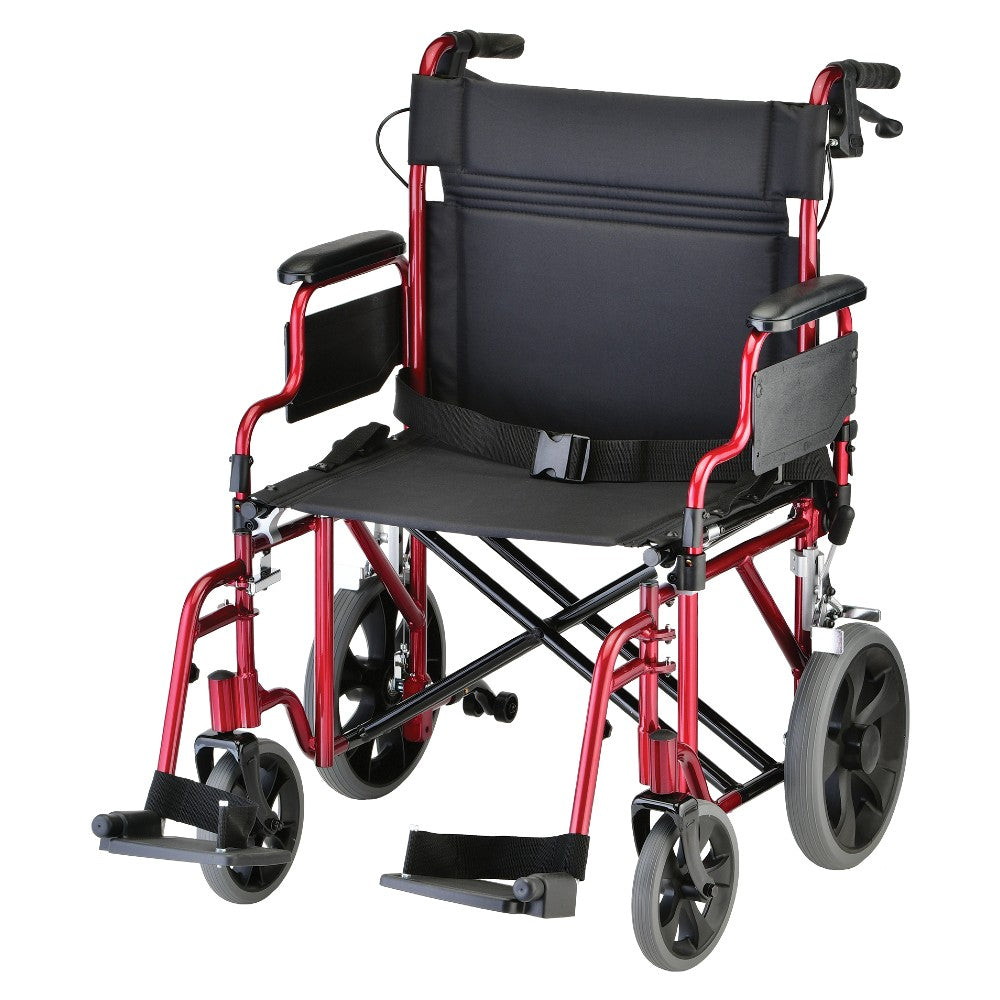22" Transport Chair with Hand Brakes | Lightweight & Foldable