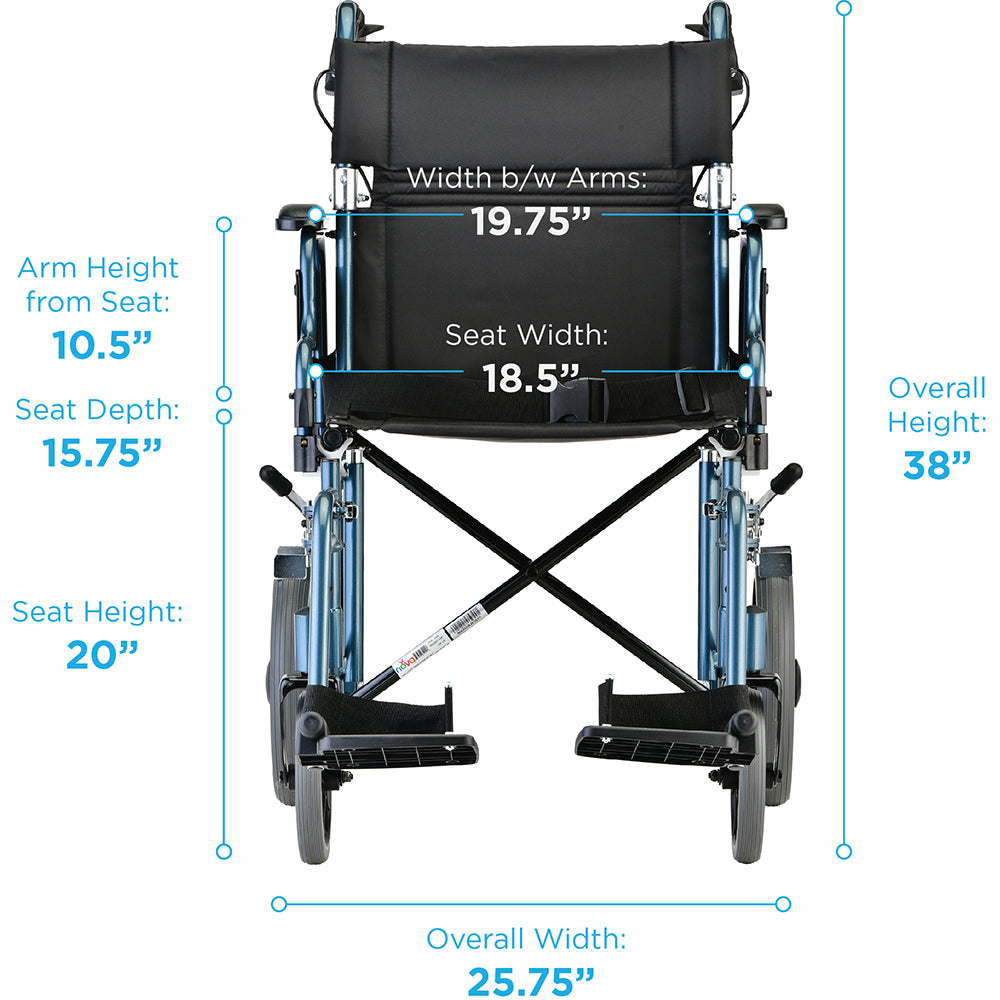 19" Lightweight Transport Chair with Swing Away Footrests - 352
