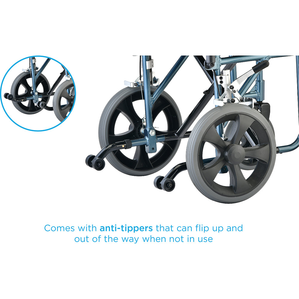 19" Lightweight Transport Chair with Swing Away Footrests - 352