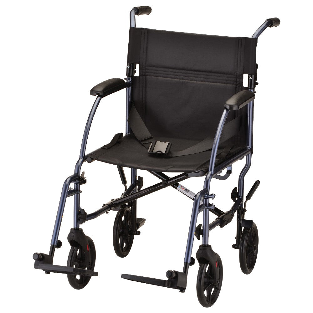 19" Lightweight Transport Chair with Swing Away Footrests - 377B-R