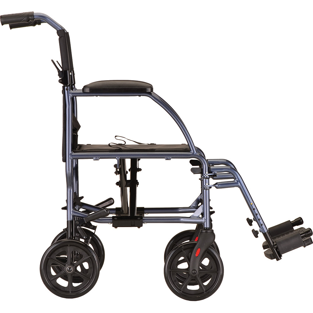 19" Lightweight Transport Chair with Swing Away Footrests - 377B-R