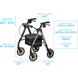 NOVA STAR Petite Rollator | Quick-Fit Design, All-Terrain Wheels, Easy Fold
