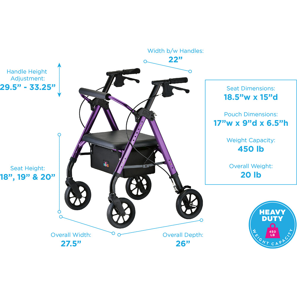 NOVA Heavy Duty Rollator | 450 lb Weight Capacity