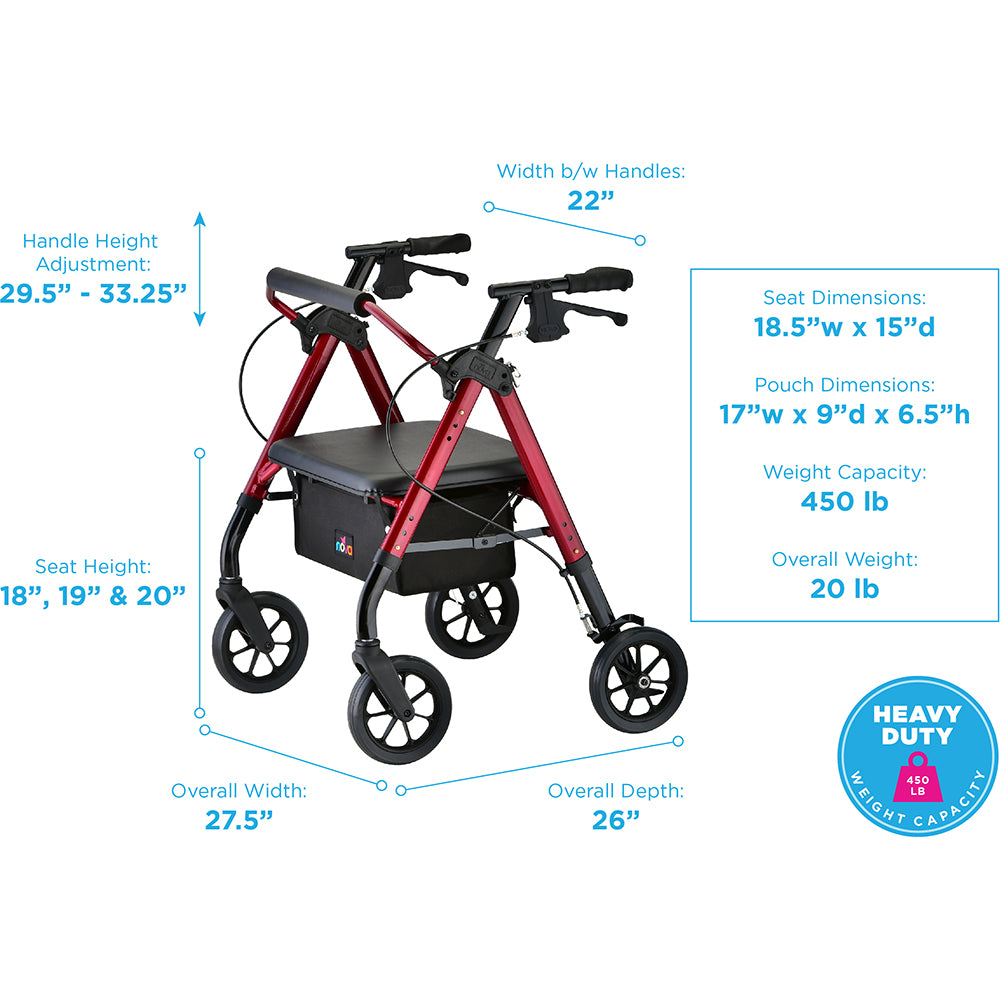 NOVA Heavy Duty Rollator | 450 lb Weight Capacity