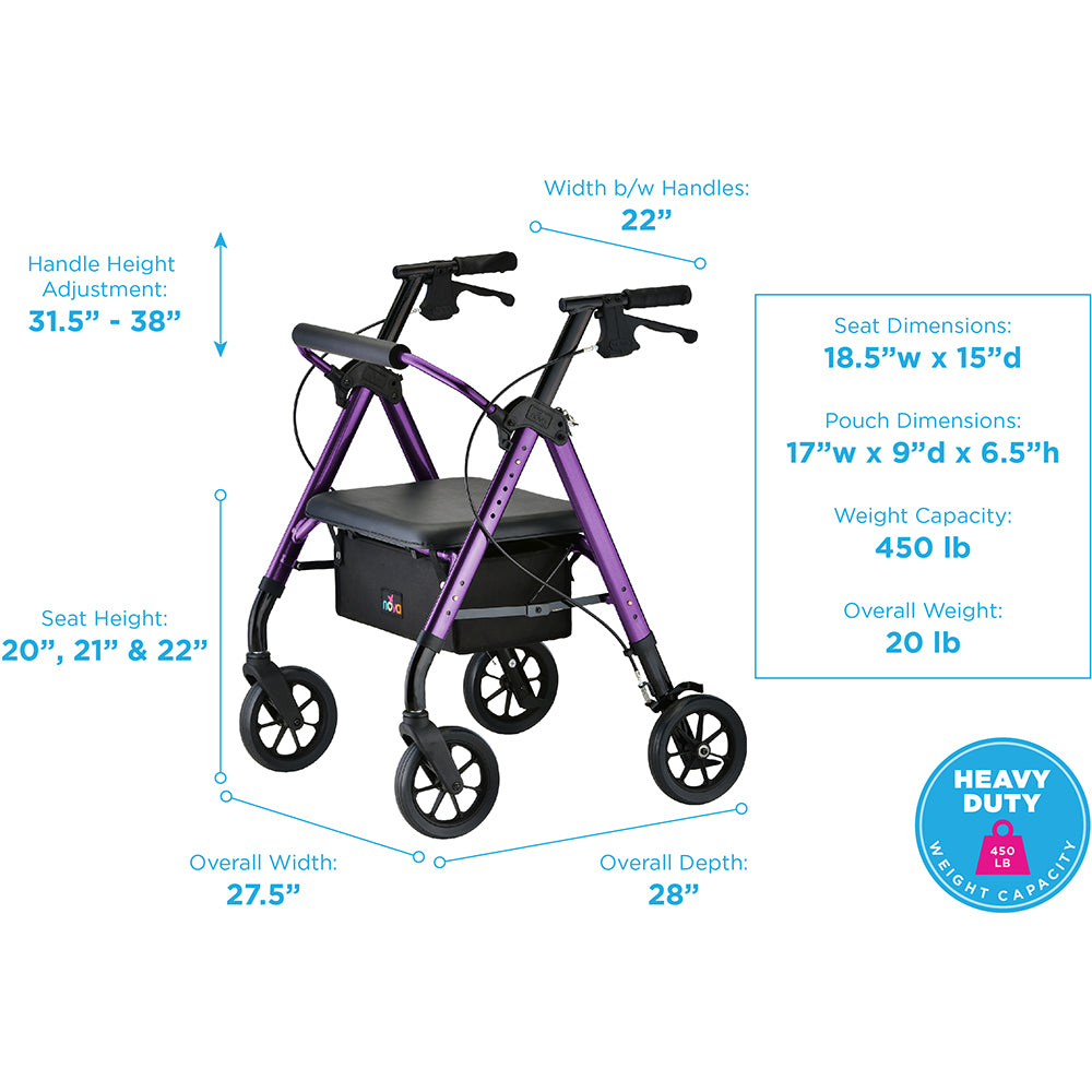 NOVA Heavy Duty Rollator | 450 lb Weight Capacity