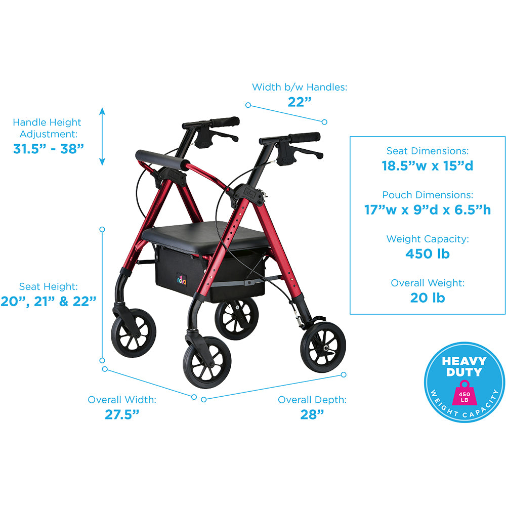 NOVA Heavy Duty Rollator | 450 lb Weight Capacity