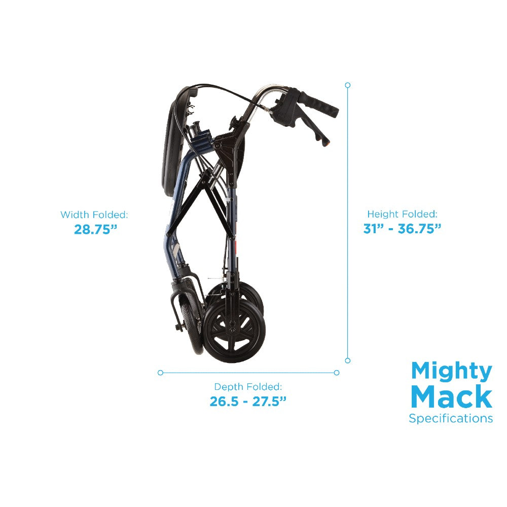 Nova Mighty Mack Heavy Duty Rollator - 500 lb Capacity w/ Padded Seat