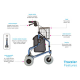 Traveler 3-Wheel Rolling Walker | Lightweight, Foldable & Easy to Use