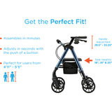 NOVA STAR Petite Rollator | Quick-Fit Design, All-Terrain Wheels, Easy Fold