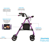 Nova Journey Rolling Walker - Steel Frame, Seat & Storage