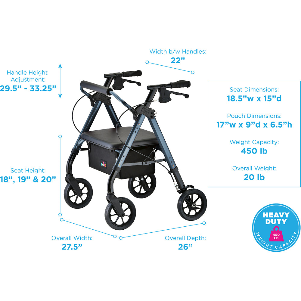 NOVA Heavy Duty Rollator | 450 lb Weight Capacity