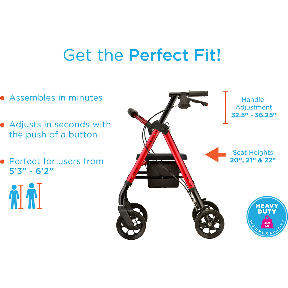 NOVA Heavy Duty Rollator | 450 lb Weight Capacity