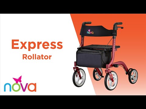 Nova Express Rollator 4328- Lightweight, Foldable Walker with Padded Seat Storage
